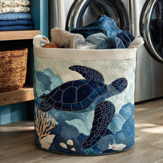 Marine Turtle Quilt Quilted Laundry Basket NCU0HNH226