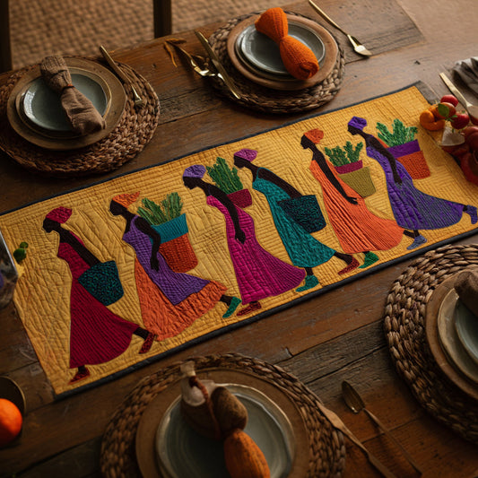 Market Black Woman Parade Quilted Table Runner NCU0HNH465