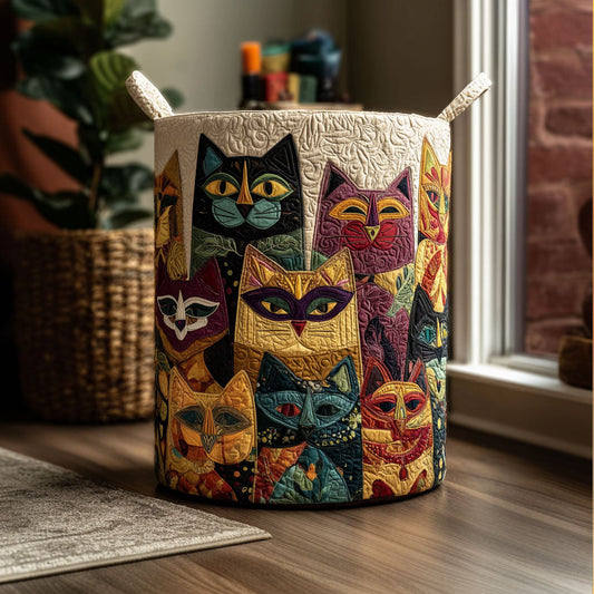 Masquerade Cats Quilted Laundry Basket NCU0PTT2521