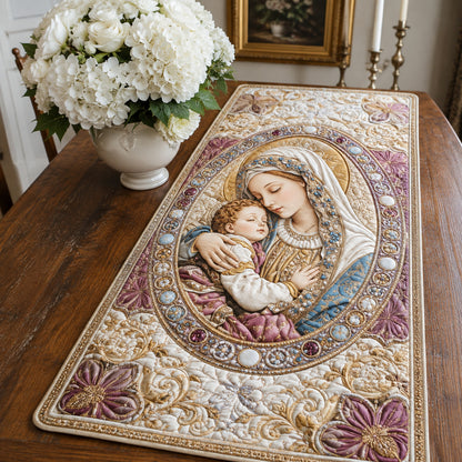Maternal Gold Embrace Quilted Table Runner NCU0HNH1245
