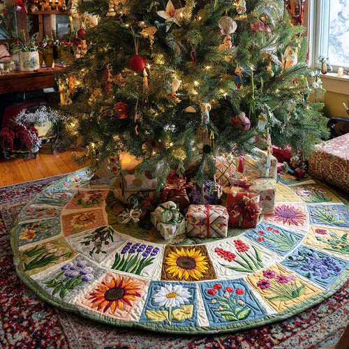 Meadow Bloom Christmas Quilted Tree Skirt NCU0NNT2413