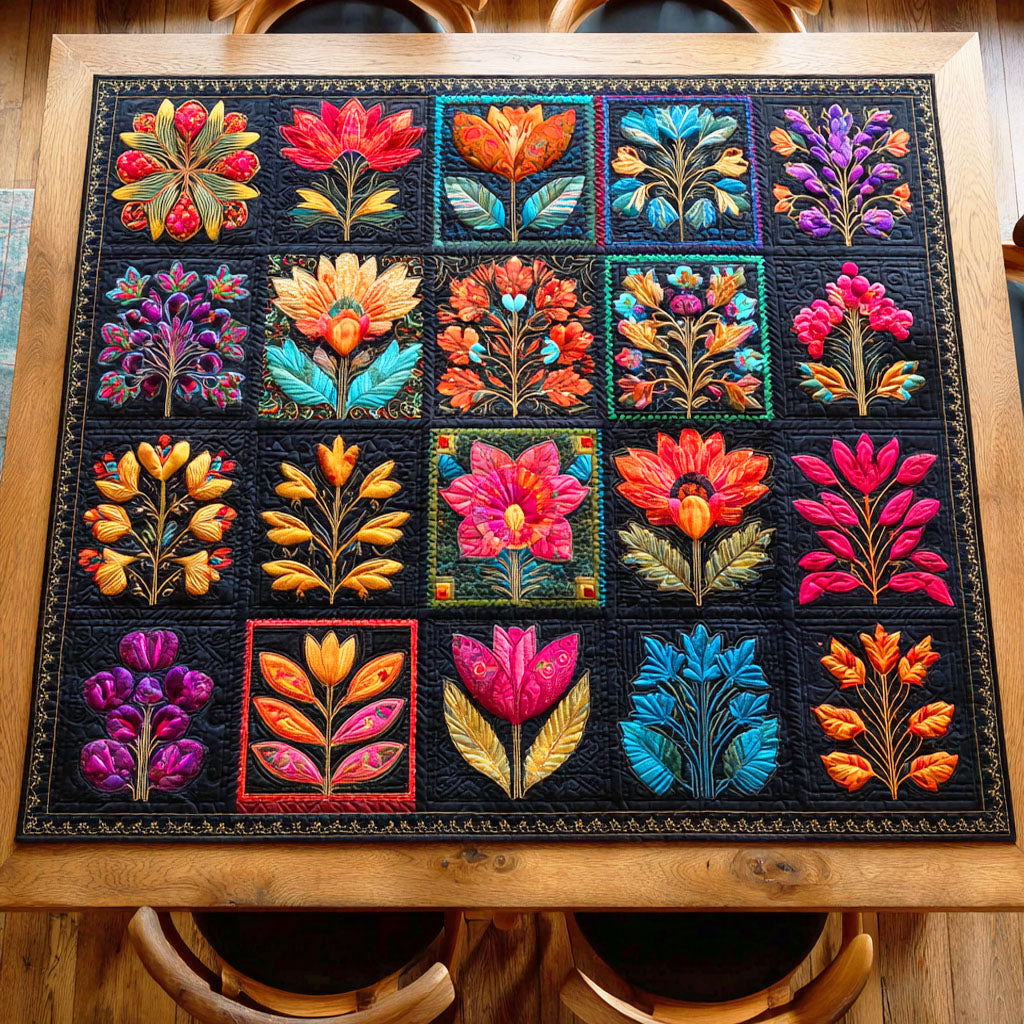 Meadow Bloom Mix Quilted Table Topper NCU0NTD442