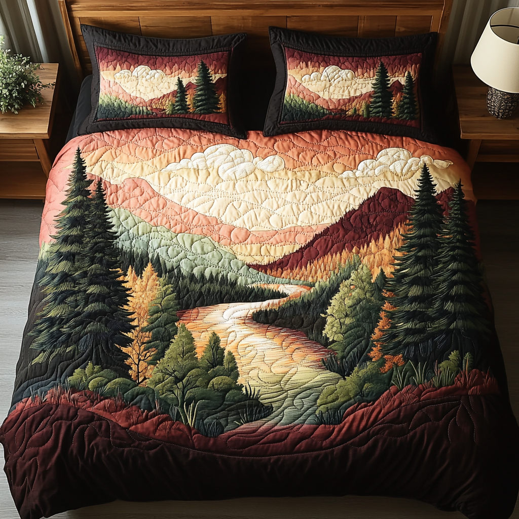 Meadow Calm 3-Piece Quilted Bedding Set NCU0NVH730