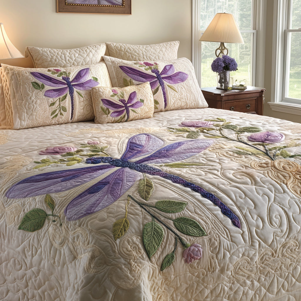 Meadow Dragonfly 3-Piece Quilted Bedding Set NCU0DV1544