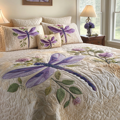 Meadow Dragonfly 3-Piece Quilted Bedding Set NCU0DV1544