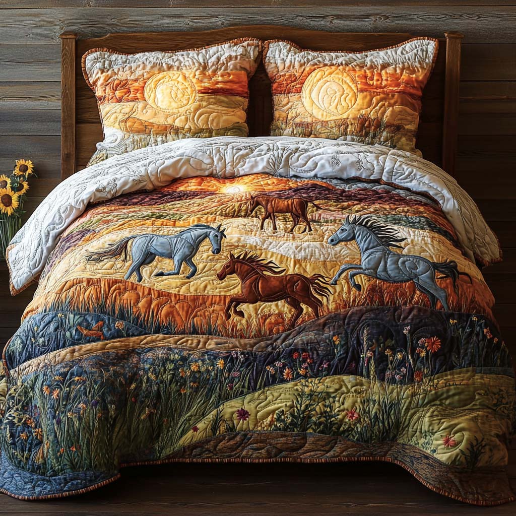 Meadow Gallop 3-Piece Quilted Bedding Set NCU0NNL154