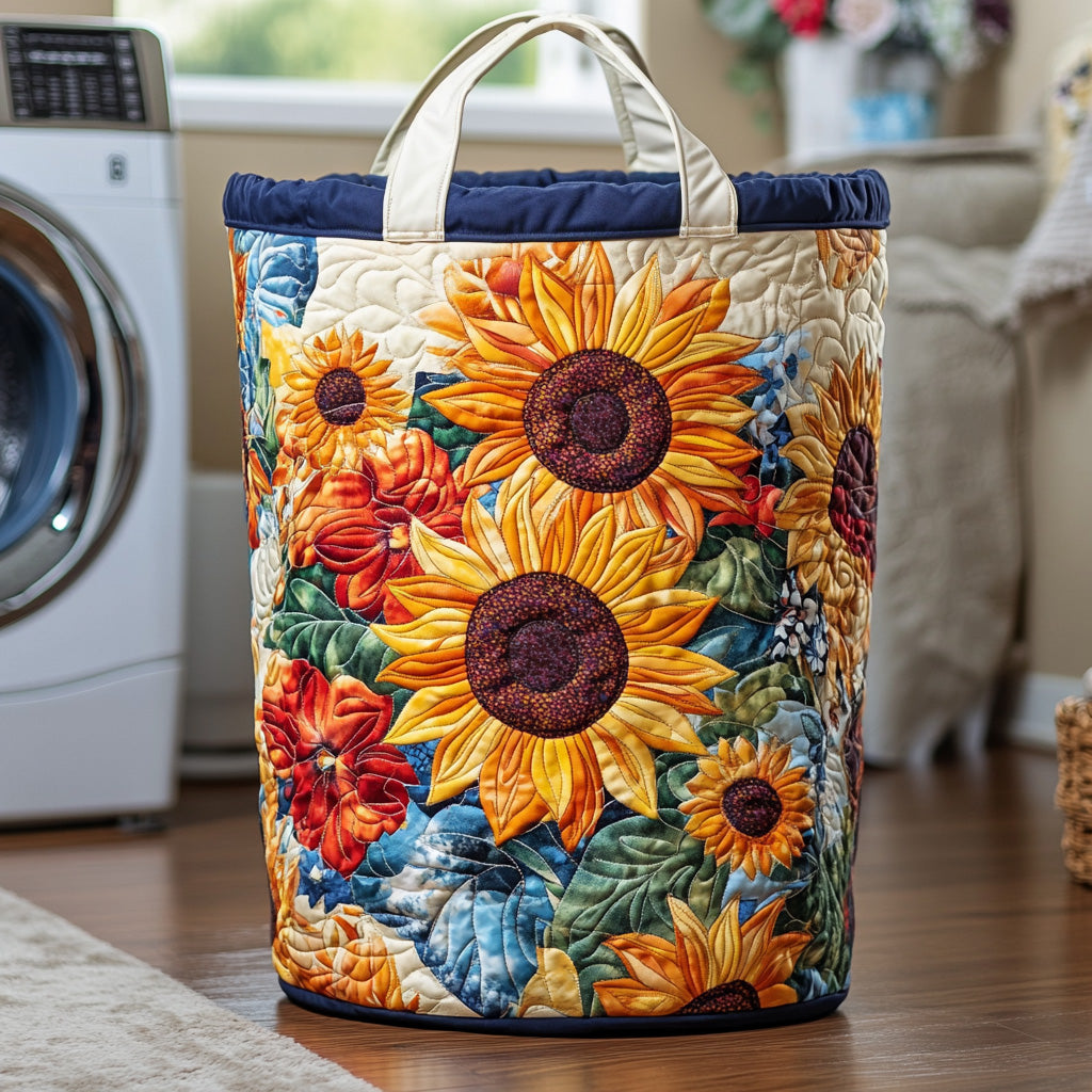 Meadow Gold Quilted Laundry Basket NCU0DV586