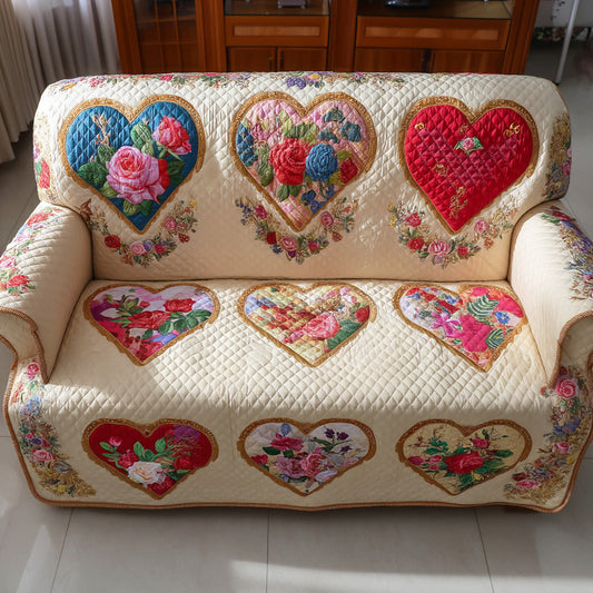 Meadow Heart Quilted Sofa Cover NCU0NTD1245