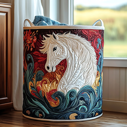 Meadow Horse Quilted Laundry Basket NCU0DDK1058