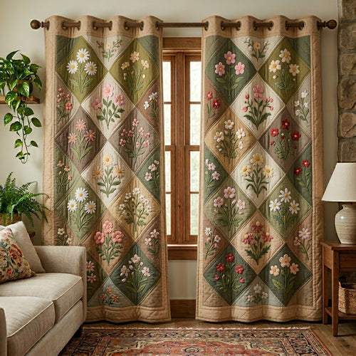 Meadow Patchwork Quilted Curtains NCU0NTV954