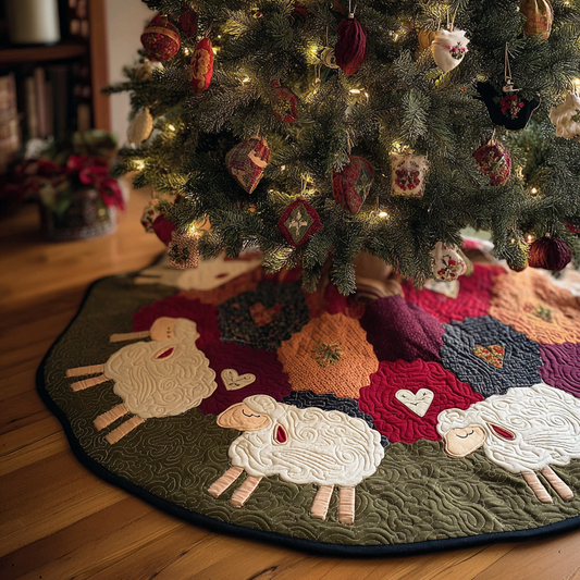 Meadow Sheep Christmas Quilted Tree Skirt NCU0DDK1957