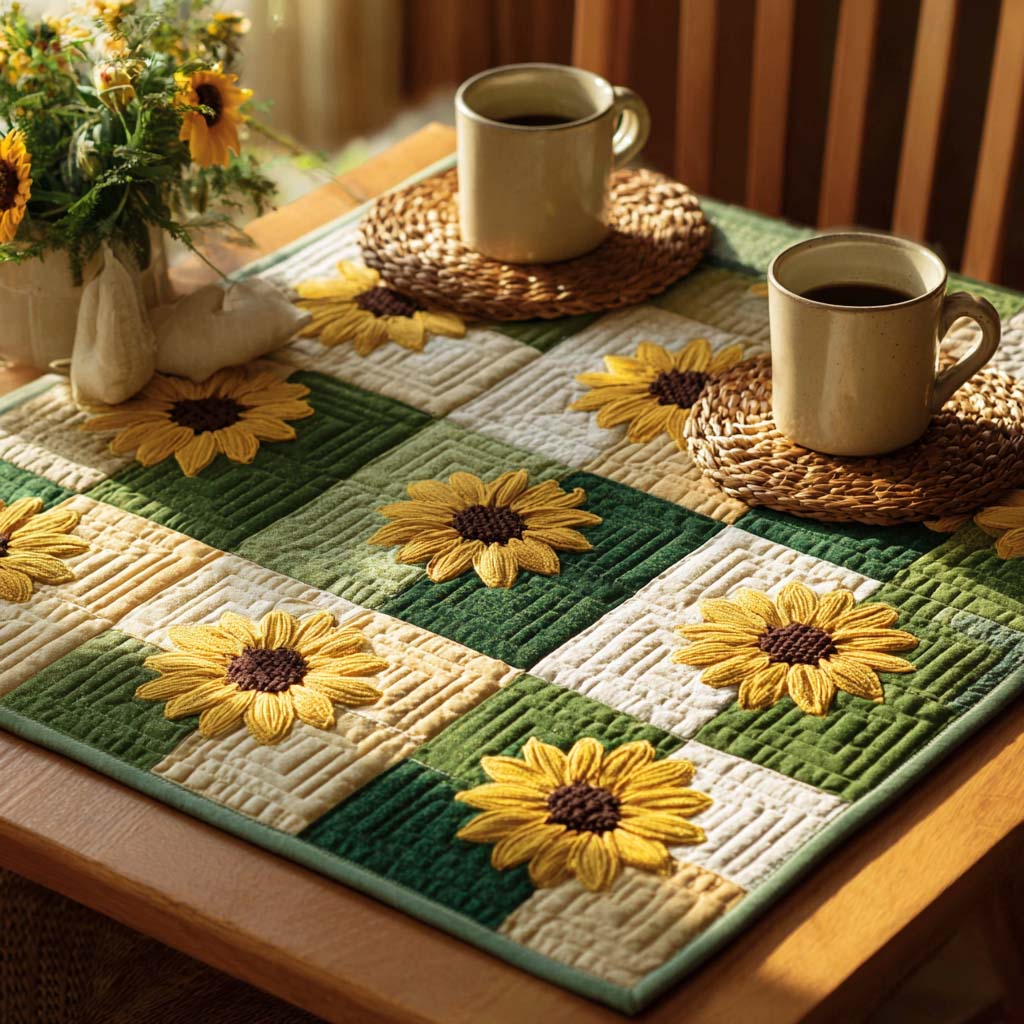 Meadow Sunflower Quilted Table Topper NCU0NXD126