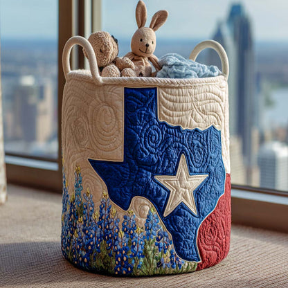 Meadow of Bluebonnets Quilted Laundry Basket NCU0NNT1305