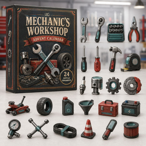 CHRISMAST KICKOFF 40% OFF - Mechanic Workshop Tools Advent Calendar 2026 - 24-Day Festive Countdown, Acrylic Charms Blind Box - Gift For Tool Lovers AC0TH071