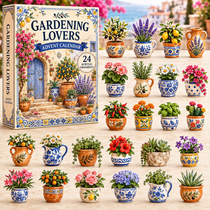 CHRISTMAS KICKOFF 40% OFF - Mediterranean Garden Advent Calendar 2026 - 24-Day Festive Countdown, Acrylic Charms Blind Box - Gift For Gardening Lovers
