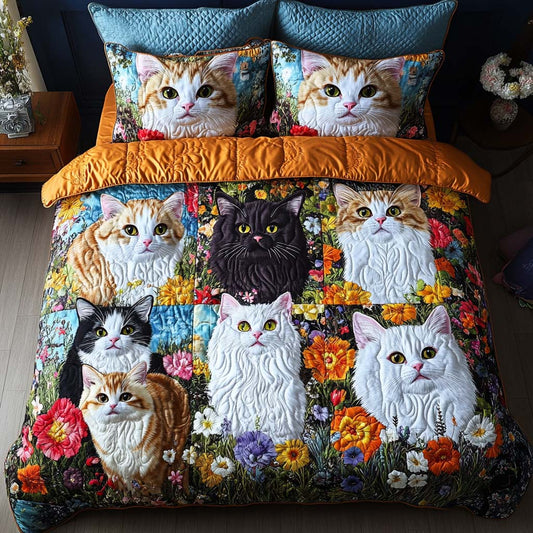 Mellow Cat Meadow 3-Piece Quilted Bedding Set NCU0NNT918