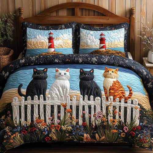 Meow Crew Comfort 3-Piece Quilted Bedding Set NCU0NNL184