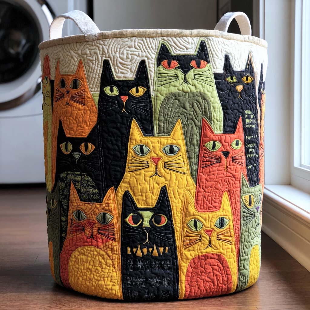 Meow Crew Quilted Laundry Basket NCU0NNL013