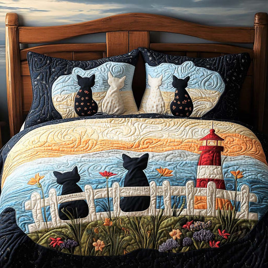 Meow Family Comfort 3-Piece Quilted Bedding Set NCU0NNL188