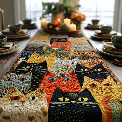 Meow Harmony Quilted Table Runner NCU0DV997