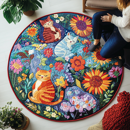 Meow Magic Spot Quilted Round Mat NCU0PD864