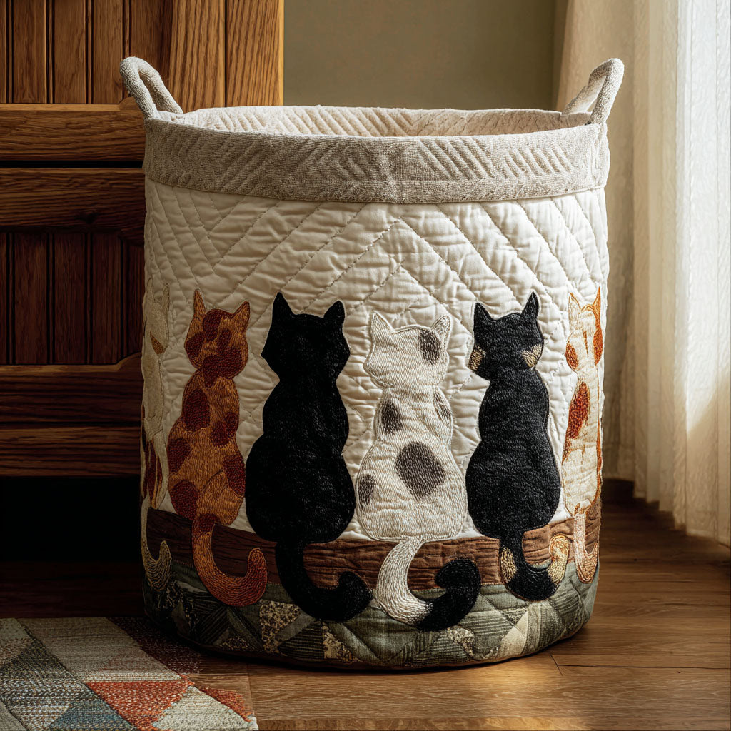 Meow Meadow Quilted Laundry Basket NCU0PTT1897