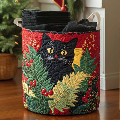 Meowy Christmas Quilted Laundry Basket NCU0NNL006