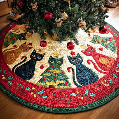 Meowy Magic Christmas Quilted Tree Skirt NCU0NTD1171