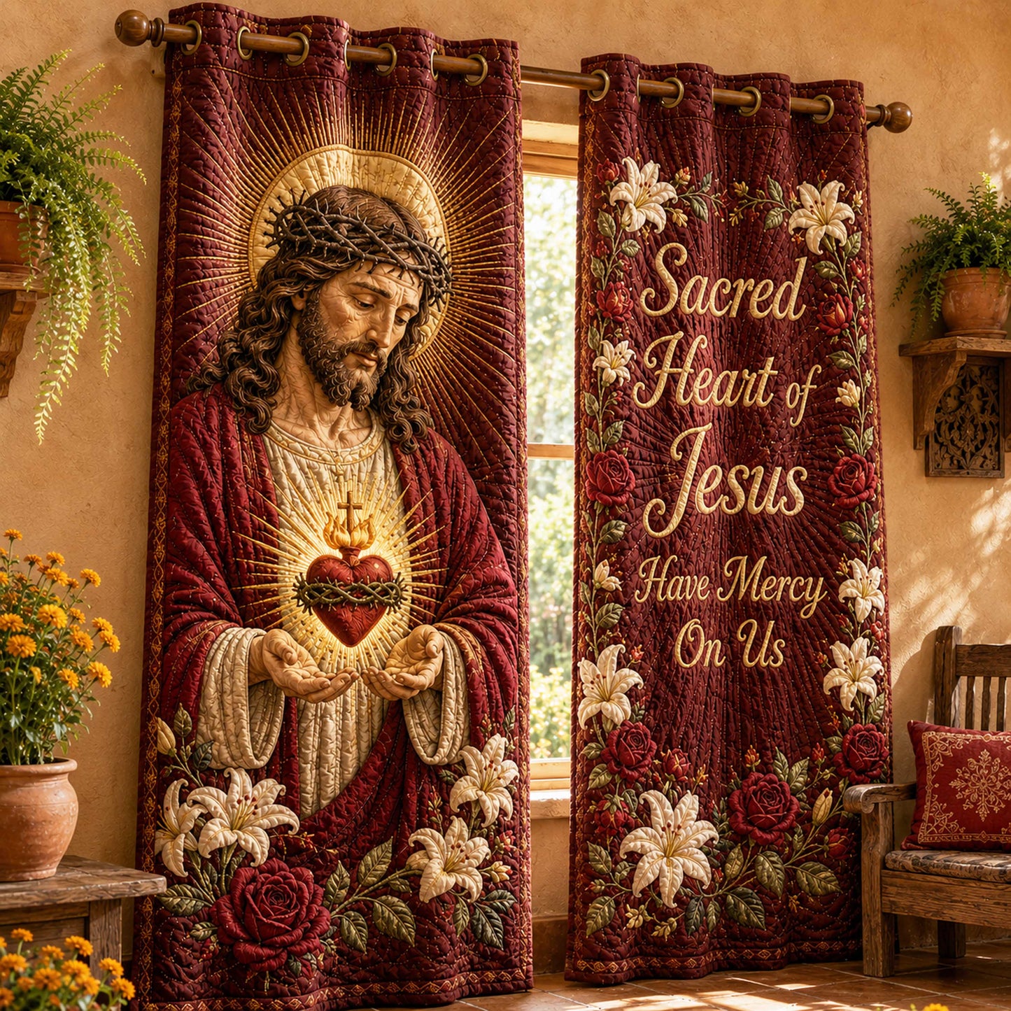 Mercy Heart Quilted Curtains NCU0NTD2117