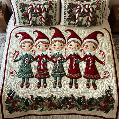 Merry Elf Companions 3-Piece Quilted Bedding Set NCU0PTT044