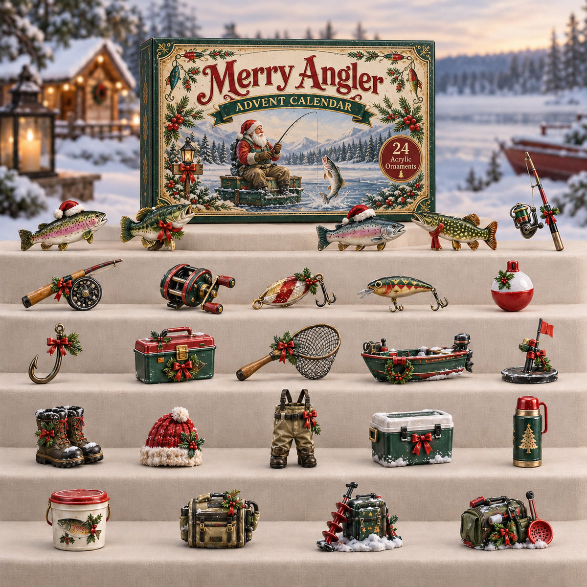 CHRISTMAS KICKOFF 40% OFF - Merry Angler Advent Calendar 2026 - 24-Day Festive Countdown, Acrylic Charms Blind Box - Gift For Family and Friends AC0TV034