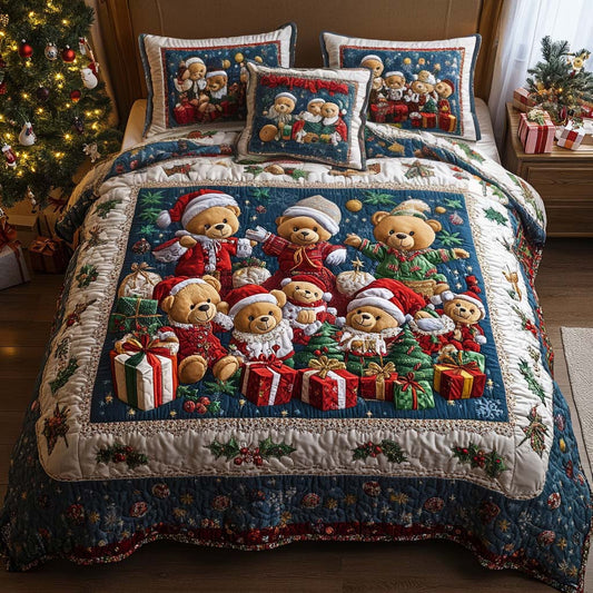 Merry Bears 3-Piece Quilted Bedding Set NCU0NT2275