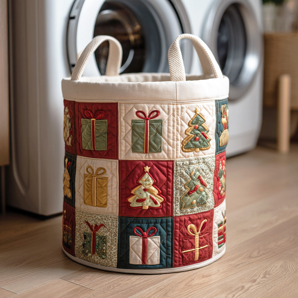 Merry Cabin Lane Quilted Laundry Basket NCU0NTD1007