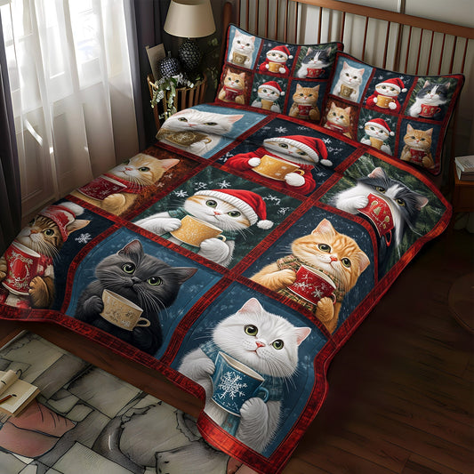 Merry Catmas 3-Piece Quilted Bedding Set NCU0TL1185