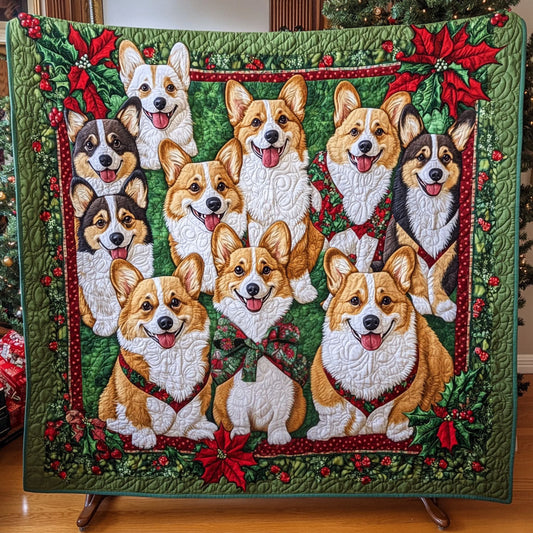 Merry Corgi Gathering Quilted Blanket NCU0PT2088
