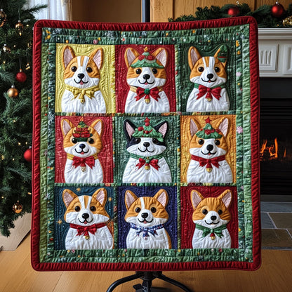 Merry Corgi Wonderland Quilted Blanket NCU0PT1466
