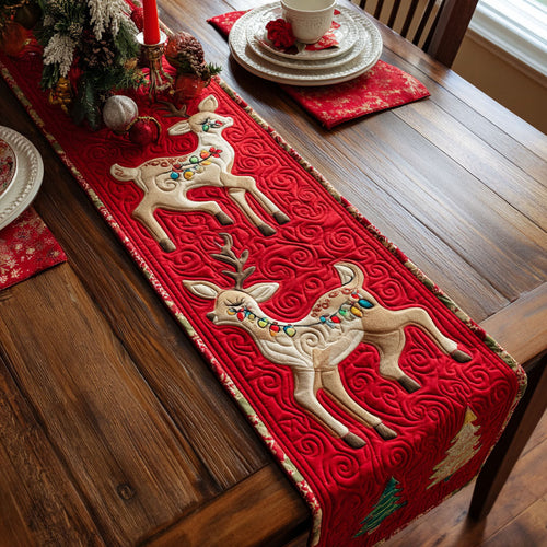 Merry Deer Quilted Table Runner NCU0PTT1400