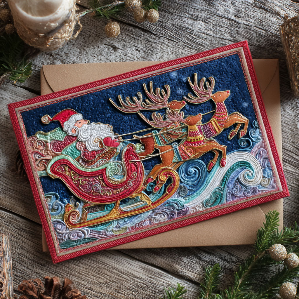 Merry Delivery Quilted Fabric Postcard NCU0PTT2299