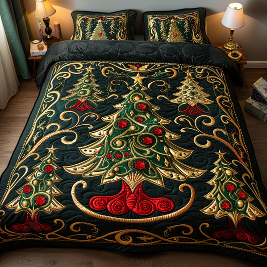 Merry Evergreen Glow Quilted Bedding Set NCU0DV027