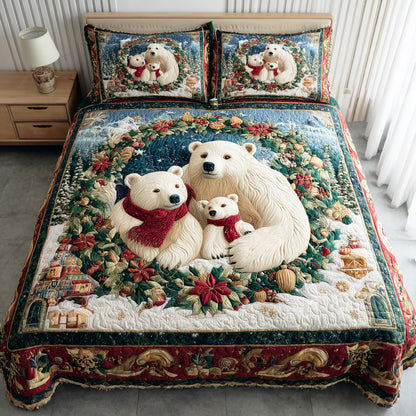 Merry Forest Bear 3-Piece Quilted Bedding Set NCU0NTD883