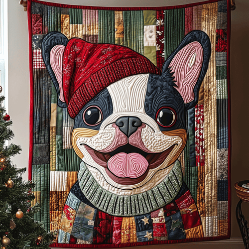 Merry Frenchie Vibes Quilted Blanket NCU0TH2100