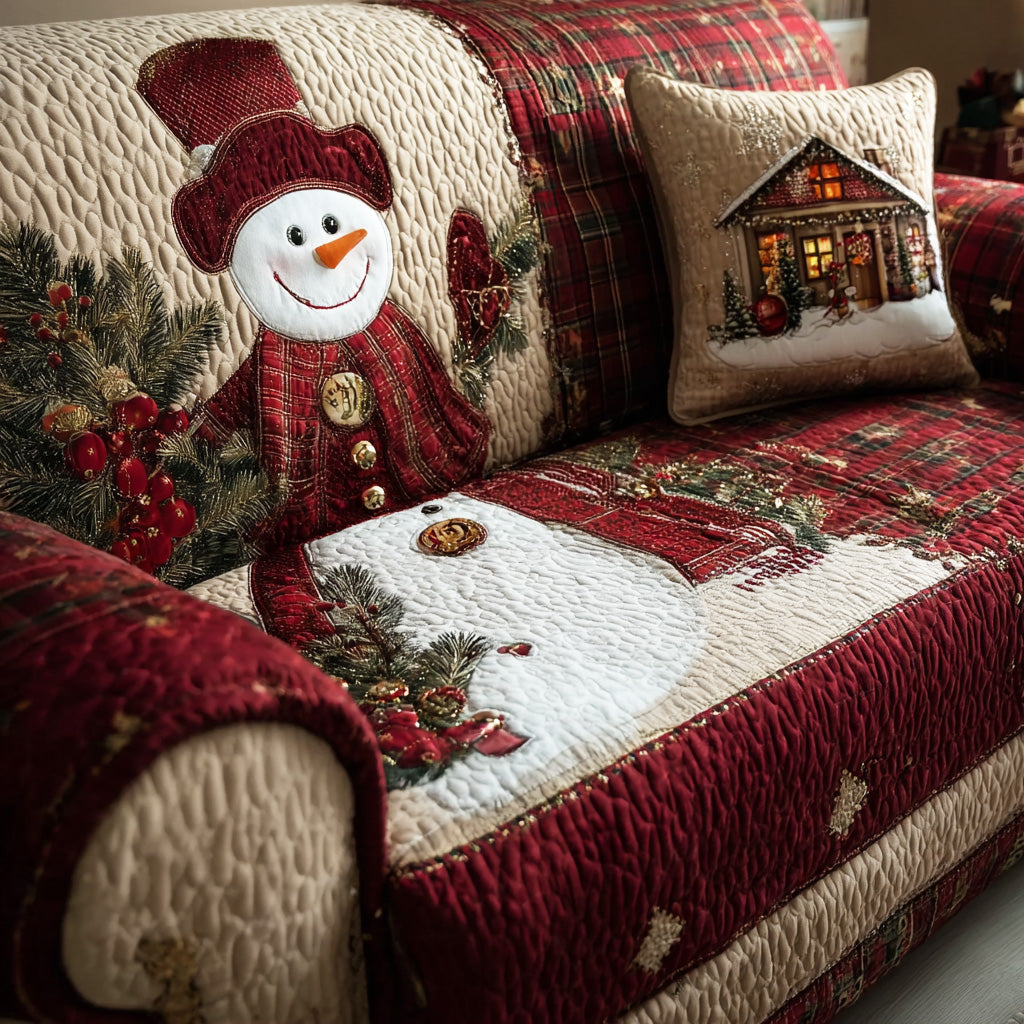 Merry Frost Glow Quilted Sofa Cover NCU0NTD922