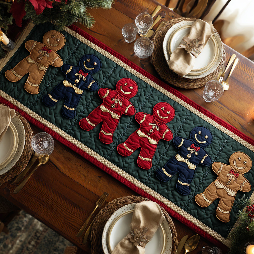 Merry Gingerbread Man Quilted Table Runner NCU0HNH682