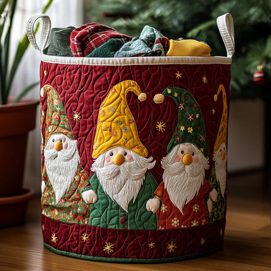 Merry Gnome Quilted Laundry Basket NCU0DV894