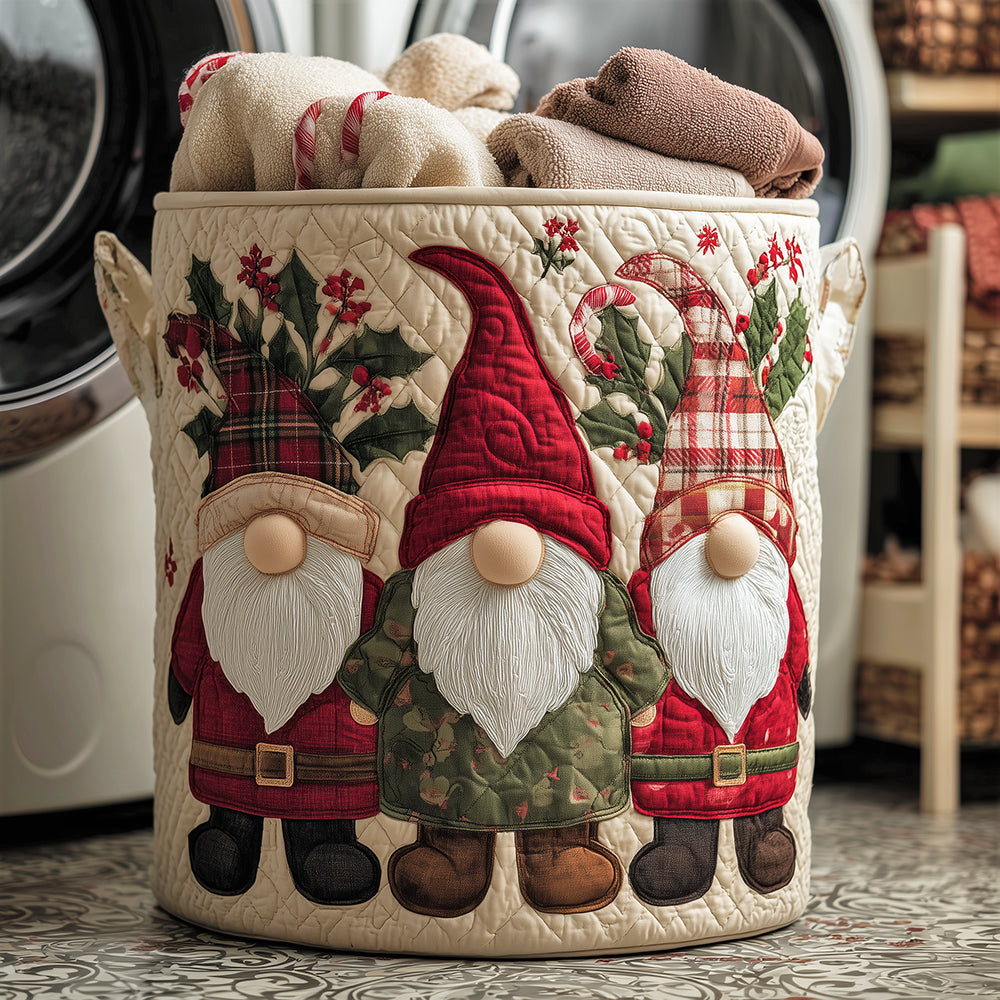 Merry Gnome Quilted Laundry Basket NCU0TH3145