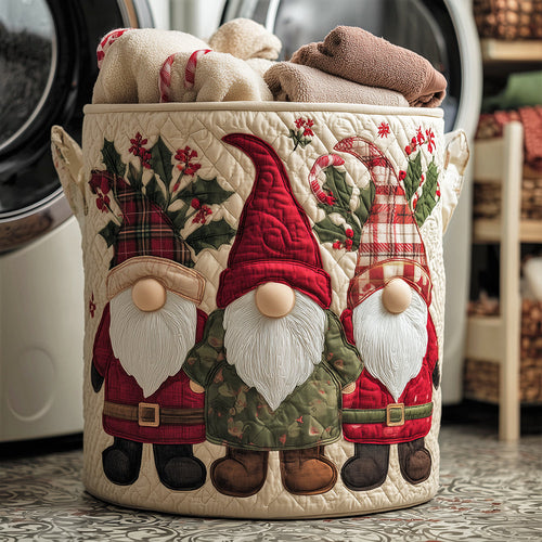 Merry Gnome Quilted Laundry Basket NCU0TH3145