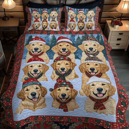 Merry Golden Smiles 3-Piece Quilted Bedding Set NCU0TH1630