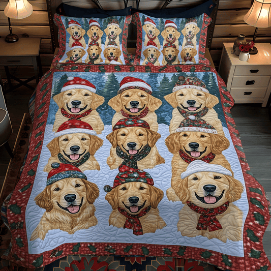Merry Golden Smiles 3-Piece Quilted Bedding Set NCU0TH1630