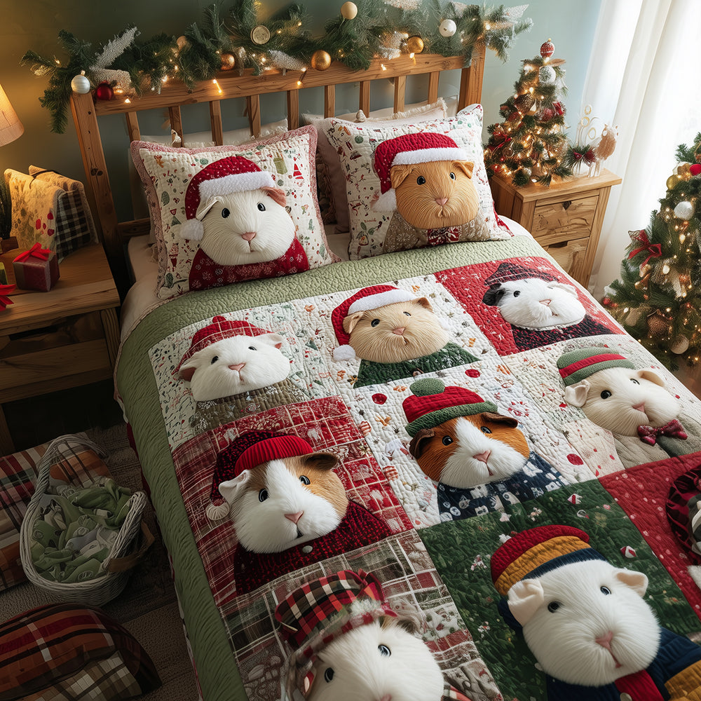Merry Guinea Pig 3-Piece Quilted Bedding Set NCU0TH3779