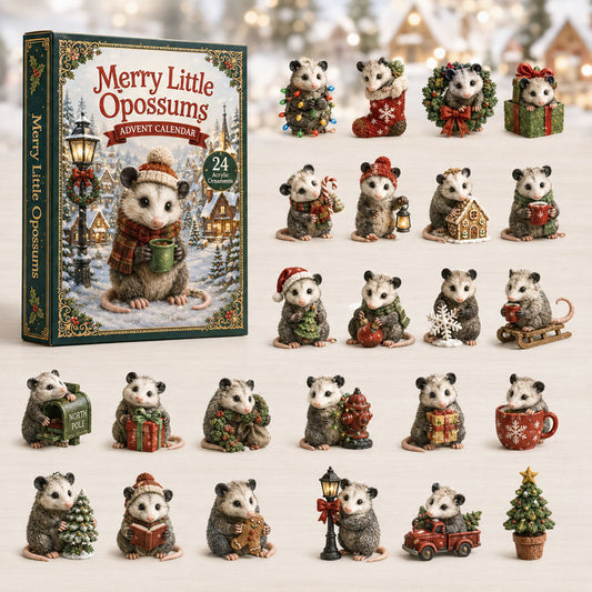 CHRISTMAS KICKOFF 40% OFF - Merry Little Opossums Advent Calendar 2026 - 24-Day Festive Countdown, Acrylic Charms Blind Box - Gift For Opossum Lovers AC0TH171